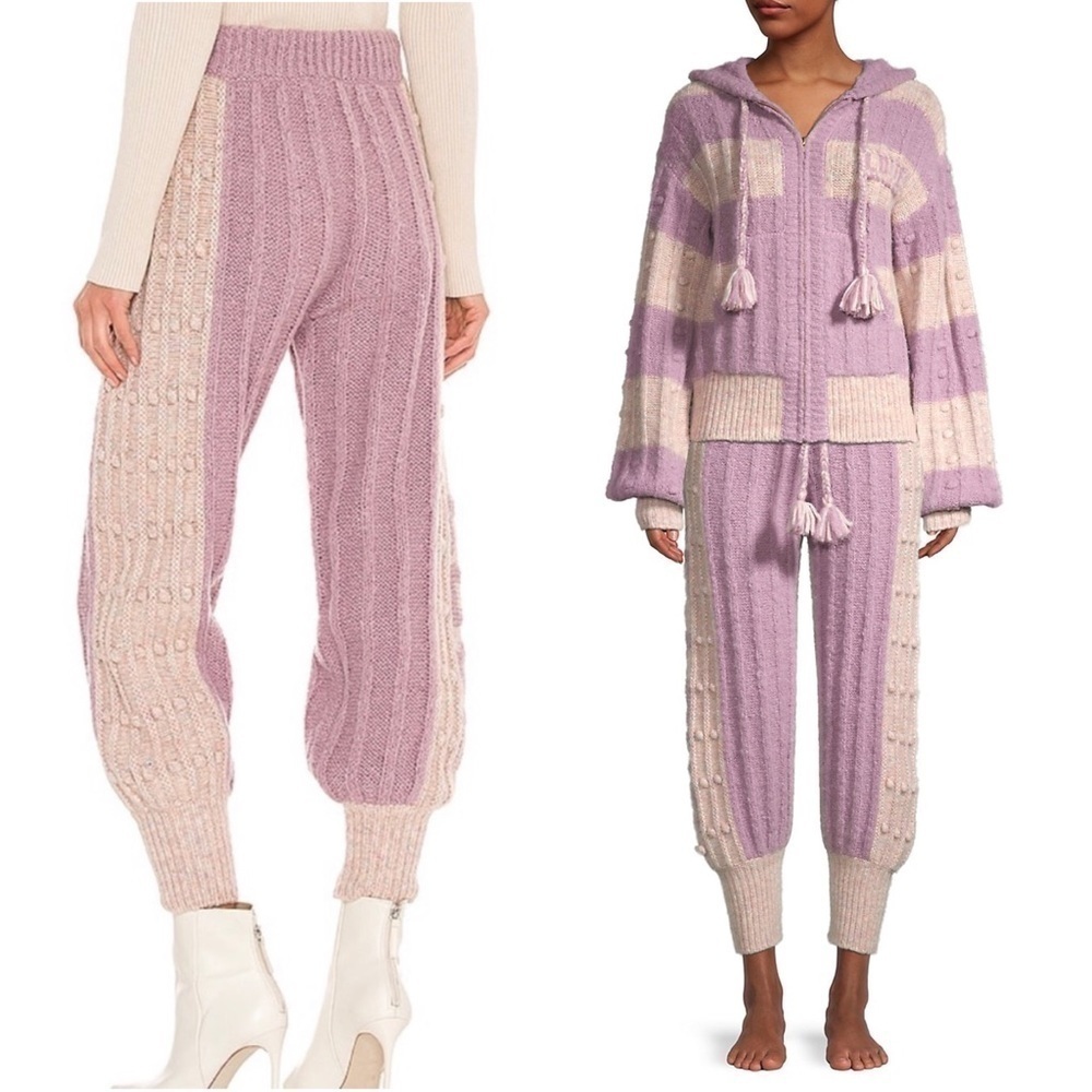 NWT LOVESHACKFANCY Jogger Chunky Bauble‎ Knit Ribbed Alpaca/Wool Lounge Pants M - Picture 3 of 16